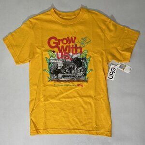 NEW NWT Mens S Lifted Research Group Cotton Yellow Grow with Us T-Shirt